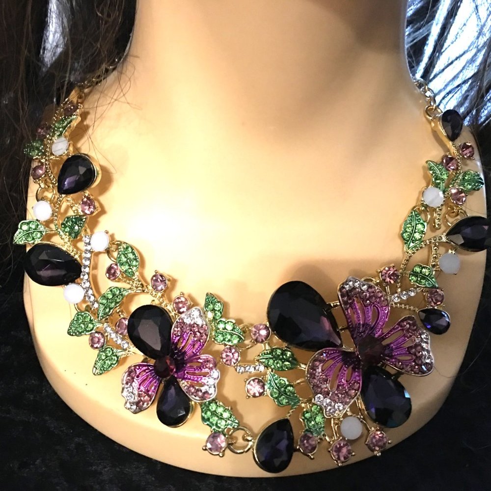 Eye On Candy Butterfly Garden Statement Necklace   Dr1